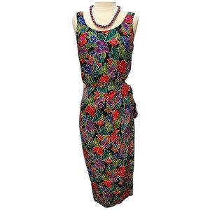 Vintage tropical floral silk dress